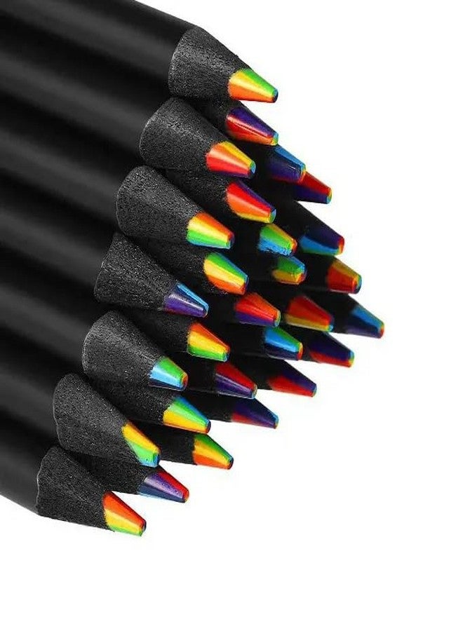 Gnexin مجموعة أقلام تلوين Gnexin المكونة من 12 قلمًا بألوان قوس قزح، 7 ألوان في قلم واحد، أقلام تلوين خشبية سوداء، أدوات فنية للبنات والأولاد، مناسبة لكتب التلوين، وحشو سلال عيد الفصح، والرسم، والتخطيط. - Image 1